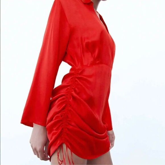 ZARA DRAPED SATIN EFFECT DRESS - Picture 11 of 13